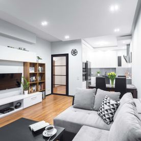 Industriële binnendeur in woonkamer