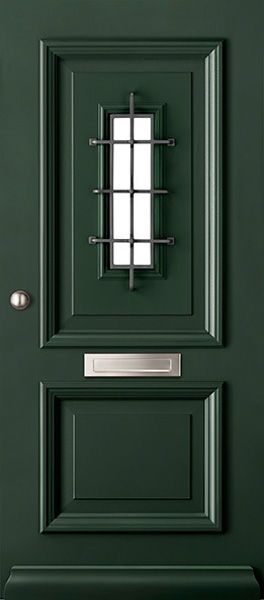 Buitendeur groen met rustiek raampje