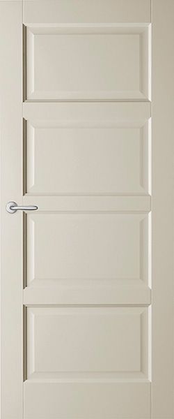 Een witte deur met vier vlakken