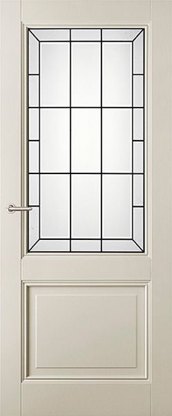 Deur met glas in loodraam in bovenste helft