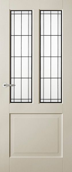 Deur met 2 langwerpige glas in lood ruiten